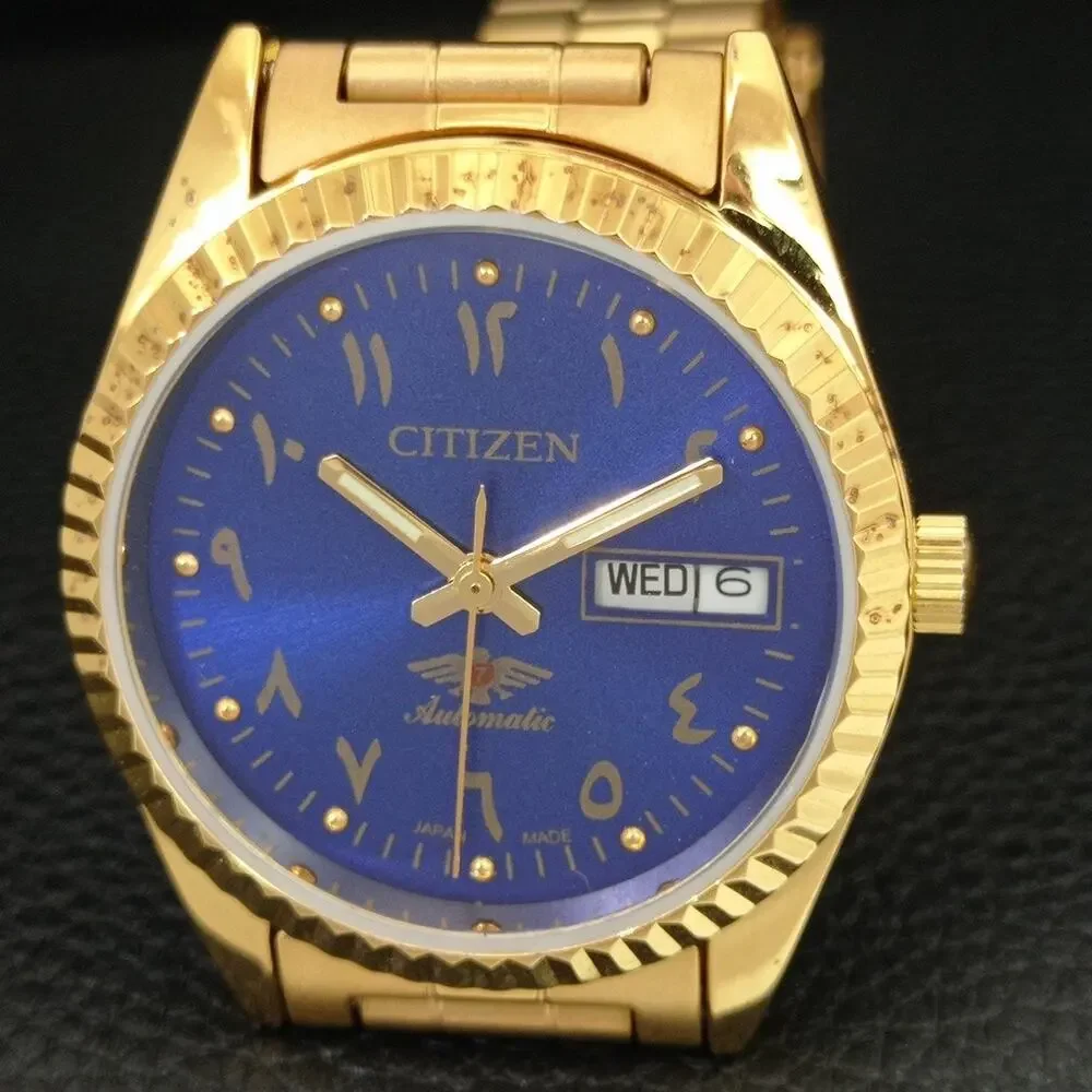 Vintage 1989 Citizen Automatic Mens Gold Watch W/daydate & Gold Accents